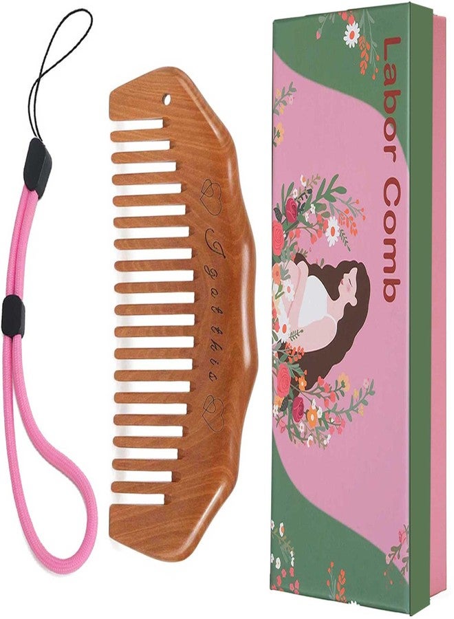 Moreinday Labor Comb, Peachwood Birthing Comb for Labor Pain with Wrist Strip and Gift Case - Image 1
